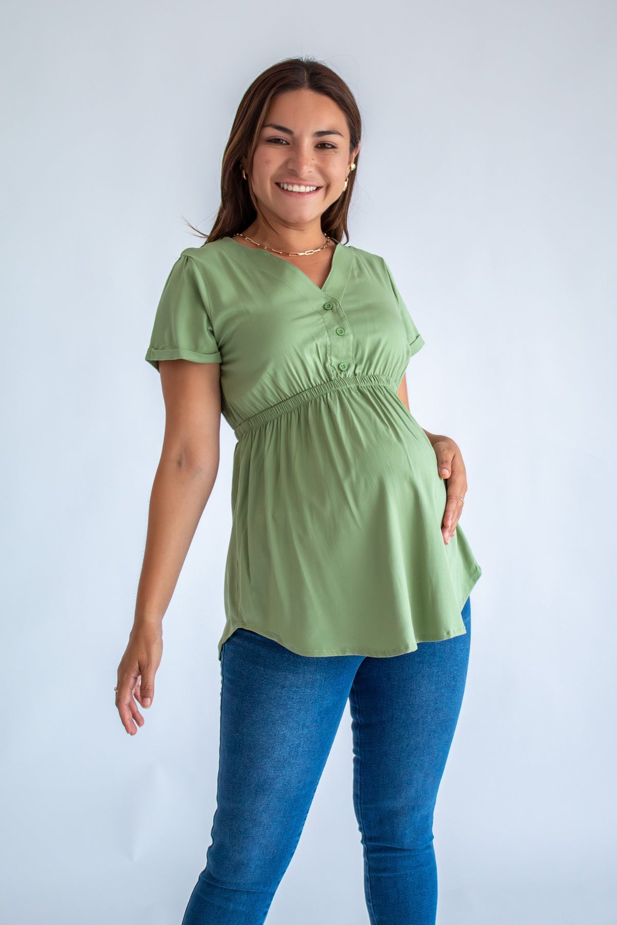 Blusa-embarazo-lactancia-Emilia-verde-manzana-1